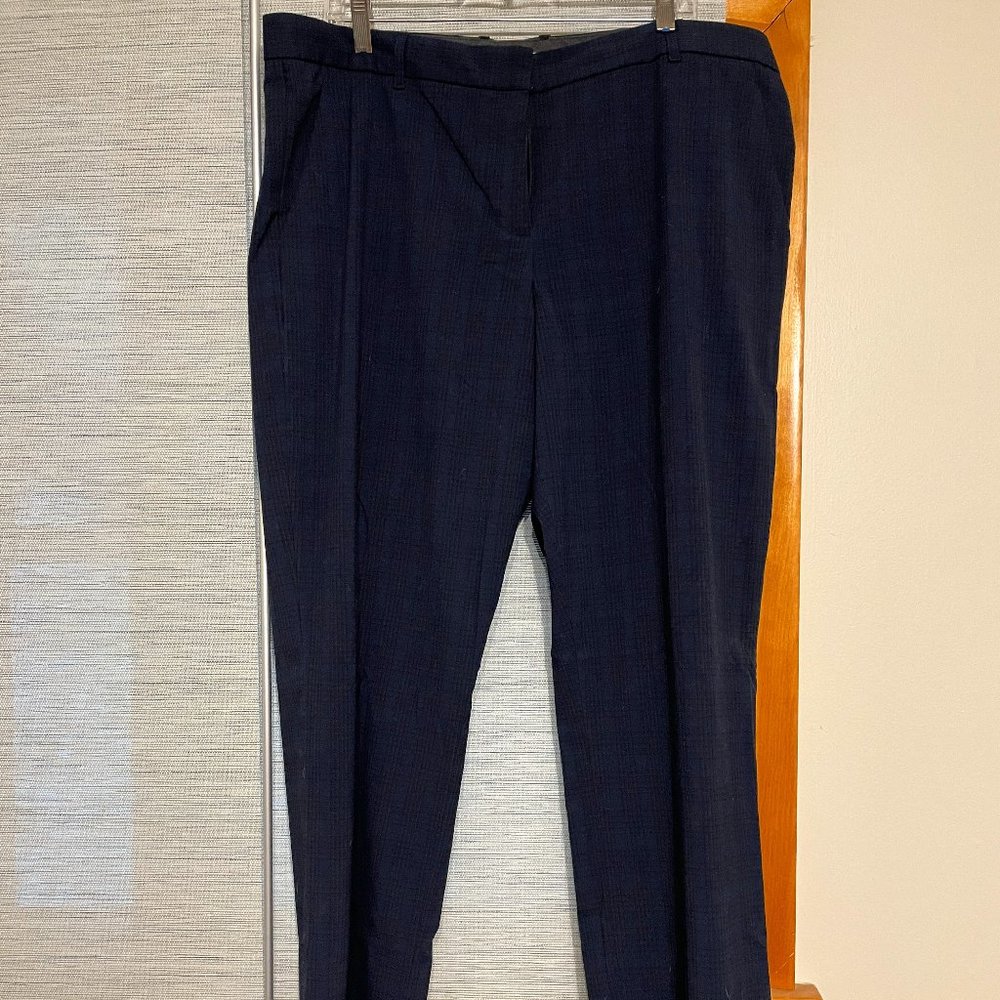 Gap Navy and Black True Straight Checked Plaid Trousers 18L EUC
